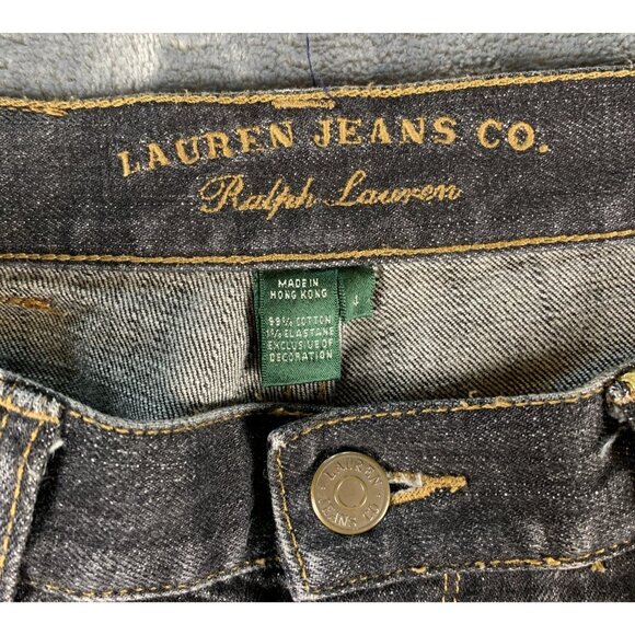 Lauren Ralph Lauren Jeans Women's Size 4 Black Denim Embroidered Patchwork RARE - Picture 10 of 14